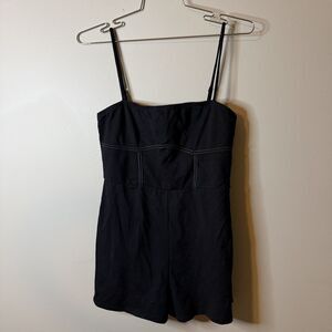 Urban Outfitters Women's Black w/White Stitch Stretch Corset Romper Size Large